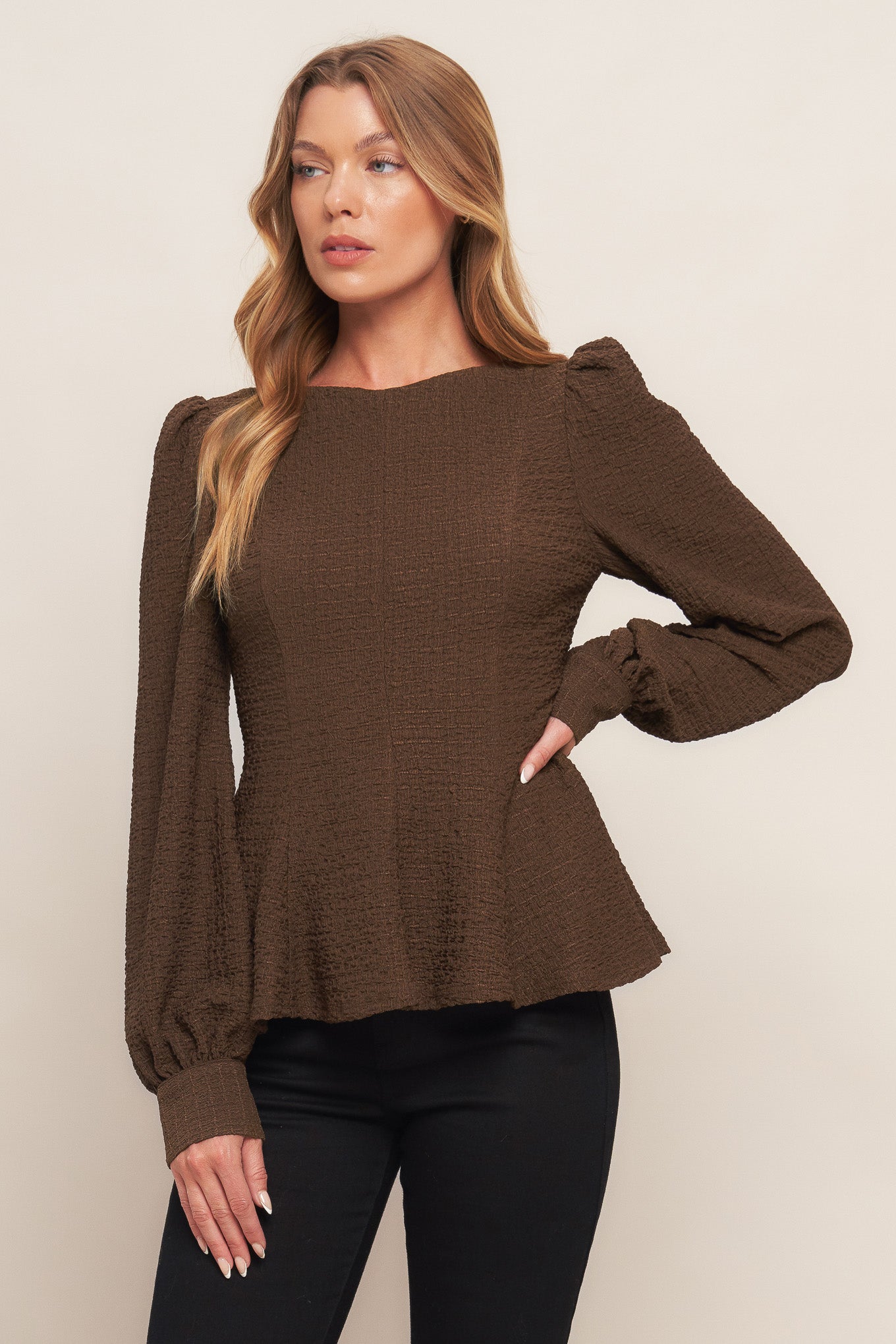 COFFEE DATE BROWN WOVEN TOP Flying Tomato